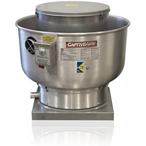 Restaurant Canopy Hood Grease Rated Exhaust Fan- High Speed Direct Drive Centrifugal Upblast Exhaust Fan with speed control- 24 3/4" Base, 0.75 HP 115 Volt Single Phase Motor, 1500-2200 CFM (DU85HFA)