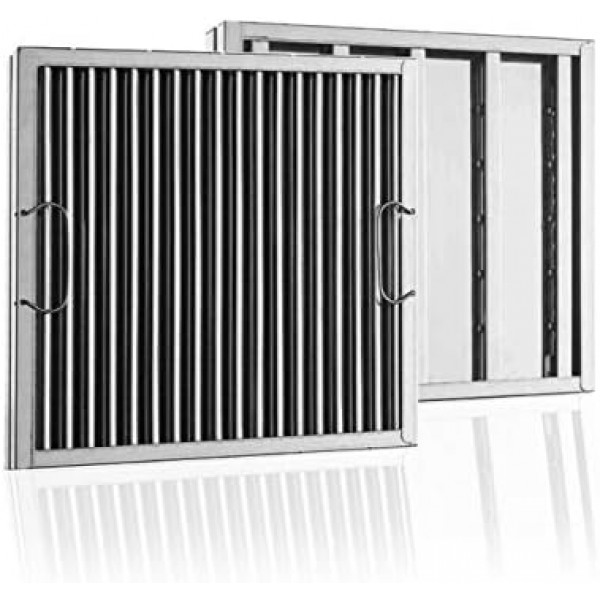 Captrate Solo Stainless Steel Baffle Restaurant Hood Filter, (16 High x 20 Long)