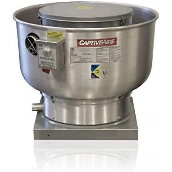 CAPTIVE-AIRE Low Profile Grease Rated Food Truck Exhaust Fan- High Speed Direct Drive Centrifugal Upblast Exhaust Fan with speed control- 19-24.75 Fan Base, 115 Volt Single Phase Motor, (DU85HFA-)
