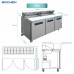 EQSR-72B Sandwich Prep Table Refrigerator, EQCHEN 72" 3 Door Commercial Salad Sandwich Prep Table. EQCHEN Sandwich Prep Table