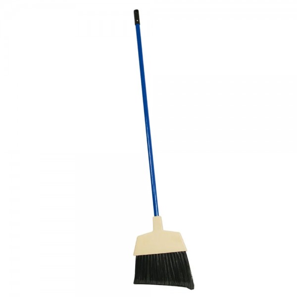 Winco BRM-60L 60 Black Lobby Broom with Angle Bristles and Blue Handle Winco BRM-60L 60 Black Lobby Broom with Angle Bristles and Blue Handle
