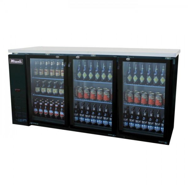 Migali C-BB72G-HC 72" Glass Swing Door Back Bar Cooler with Stainless Steel Top - 20 Cu. Ft. Migali C-BB72G-HC 72" Glass Swing Door Back Bar Cooler with Stainless Steel Top - 20 Cu. Ft.