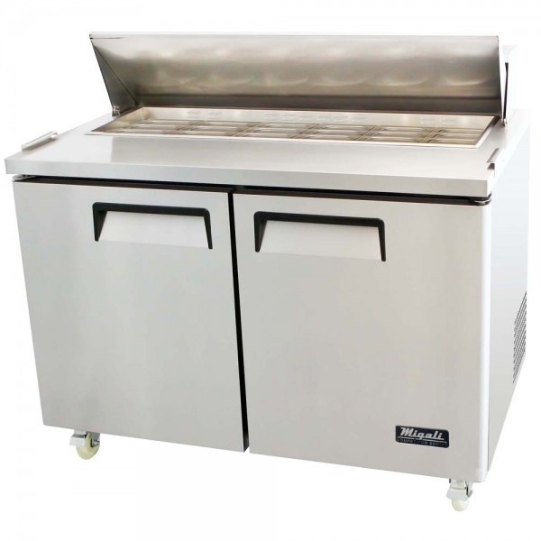 Migali C-SP48-18BT-HC 48" Mega Top Bain Marie Sandwich Prep Refrigerator - 18 Pan Migali C-SP48-18BT-HC 48" Mega Top Bain Marie Sandwich Prep Refrigerator - 18 Pan