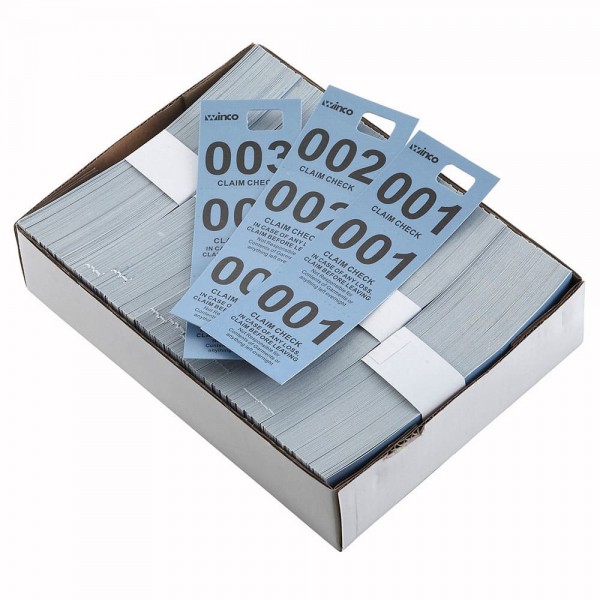 Winco CCK-5BL Blue 3 Part Paper Coat Room Check - 500/Box Winco CCK-5BL Blue 3 Part Paper Coat Room Check - 500/Box