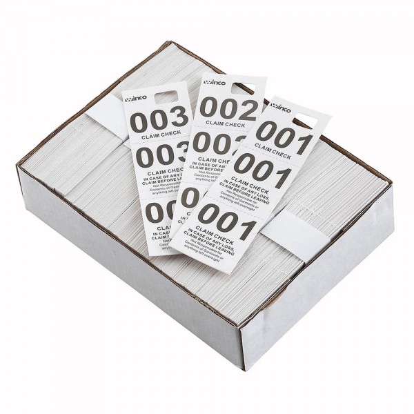 Winco CCK-5WT White 3 Part Paper Coat Room Check - 500/Box Winco CCK-5WT White 3 Part Paper Coat Room Check - 500/Box