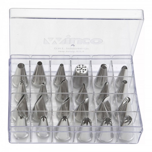 Winco CDT-24 24 Piece Stainless Steel Cake Decorating Tube Set Winco CDT-24 24 Piece Stainless Steel Cake Decorating Tube Set