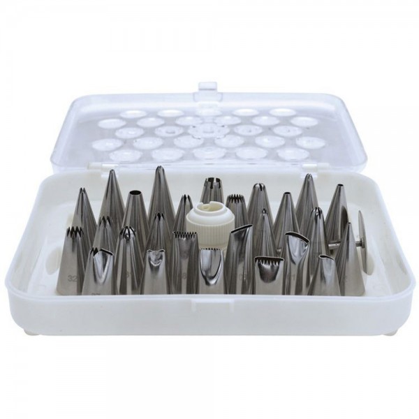Winco CDT-26 26 Piece Stainless Steel Cake Decorating Tube Set with Coupler Winco CDT-26 26 Piece Stainless Steel Cake Decorating Tube Set with Coupler