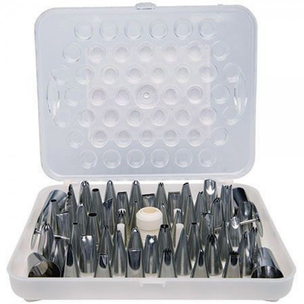Winco CDT-52 52 Piece Stainless Steel Cake Decorating Tube Set with Coupler Winco CDT-52 52 Piece Stainless Steel Cake Decorating Tube Set with Coupler