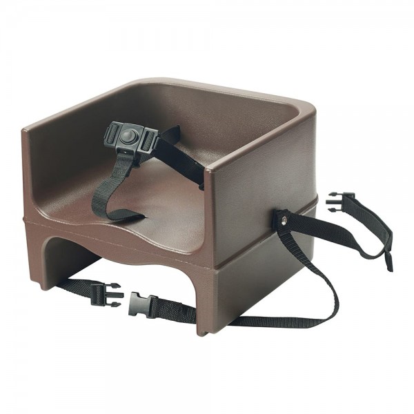 Winco CHB-1P Brown Plastic Single Height Booster Seat with Safety Strap Winco CHB-1P Brown Plastic Single Height Booster Seat with Safety Strap