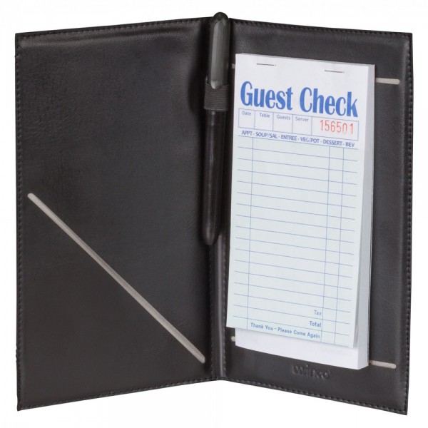 Winco CHK-2K 5-1/4 x 8-1/2 Guest Order Holder with Elastic Pen Loop Winco CHK-2K 5-1/4 x 8-1/2 Guest Order Holder with Elastic Pen Loop