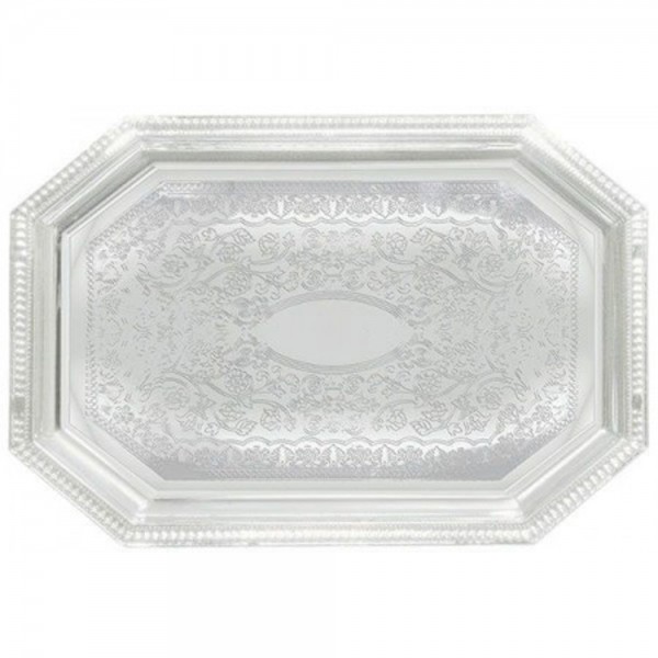 Winco CMT-1217 Octagonal Chrome-Plated Serving Tray, 17 x 12-1/2