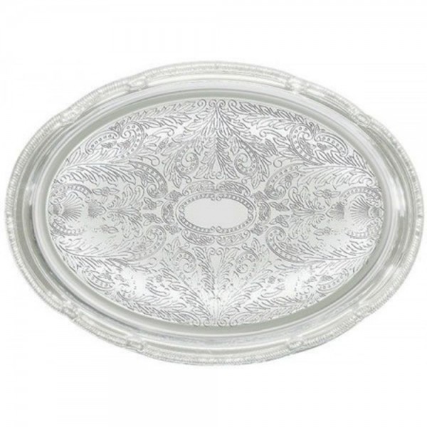 Winco CMT-1318 Oval Chrome-Plated Serving Tray, 18-3/4 x 13