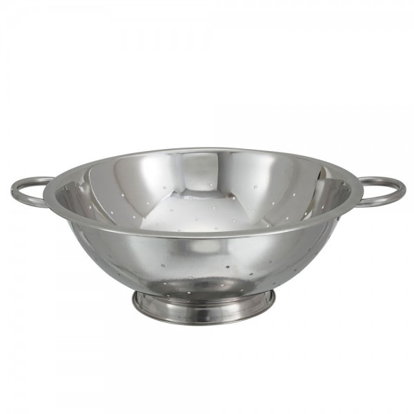 Winco COD-8 8 Qt. Stainless Steel Colander with Base and Handles Winco COD-8 8 Qt. Stainless Steel Colander with Base and Handles