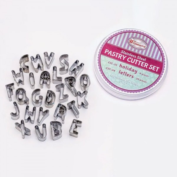 Winco CST-34 26-Piece Stainless Steel Letters Cookie Cutter Set Winco CST-34 26-Piece Stainless Steel Letters Cookie Cutter Set