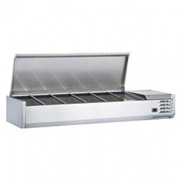 Coldline CTP60SS 60" Refrigerated Countertop Salad Bar, Stainless Steel Topping Rail, 6 Pans