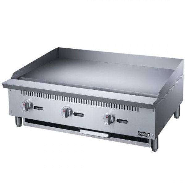 Dukers DCGMA36 36 Gas Countertop Three Burner Heavy Duty Griddle with 1 Griddle Plate - 90,000 BTU