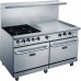 Dukers DCR60-4B36GM 60″ Commercial Gas Range, Four Open Burners, 36″ Griddle