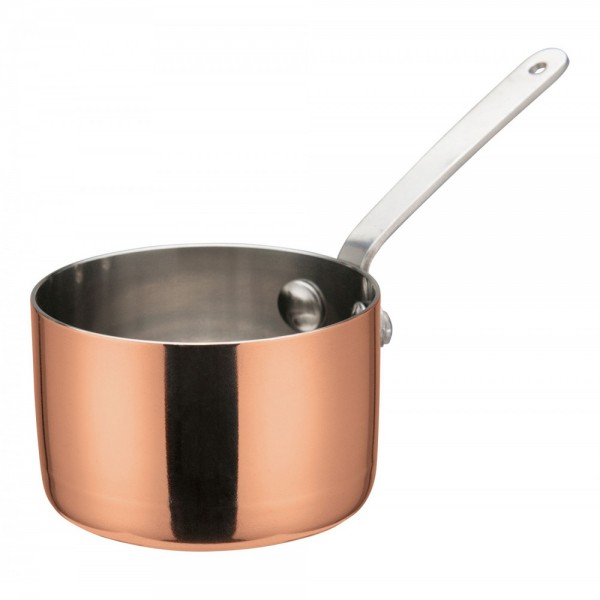 Winco DCWA-202C Copper Plated Stainless Steel 2-3/4 Diameter Mini Sauce Pan Serving Dish with Handle Winco DCWA-202C Copper Plated Stainless Steel 2-3/4 Diameter Mini Sauce Pan Serving Dish with Handle