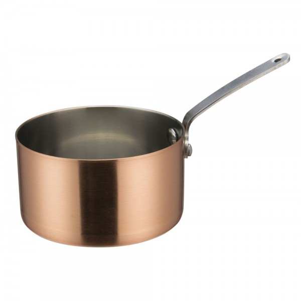 Winco DCWA-204C Copper Plated Stainless Steel 3-1/2 Diameter Mini Sauce Pan Serving Dish with Handle Winco DCWA-204C Copper Plated Stainless Steel 3-1/2 Diameter Mini Sauce Pan Serving Dish with Handle