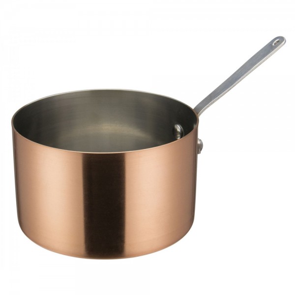 Winco DCWA-206C Copper Plated Stainless Steel 5 Diameter Mini Sauce Pan Serving Dish with Handle Winco DCWA-206C Copper Plated Stainless Steel 5 Diameter Mini Sauce Pan Serving Dish with Handle
