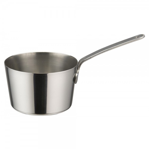 Winco DCWB-101S Stainless Steel 2-3/4 Diameter Mini Tapered Sauce Pan Serving Dish with Handle Winco DCWB-101S Stainless Steel 2-3/4 Diameter Mini Tapered Sauce Pan Serving Dish with Handle