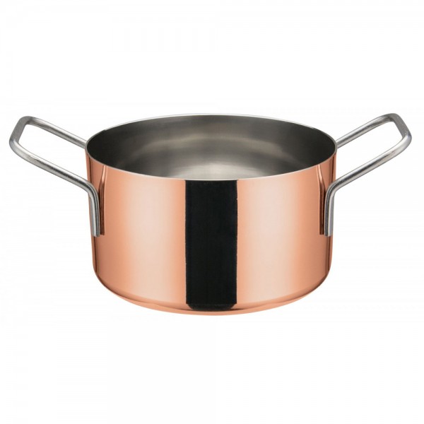 Winco DCWE-204C Copper Plated Steel 4-1/4 x 2-3/8 Mini Casserole Serving Dish with 2 Handles Winco DCWE-204C Copper Plated Steel 4-1/4 x 2-3/8 Mini Casserole Serving Dish with 2 Handles