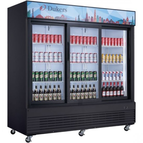 Dukers DSM-68SR 78" Three Glass Swing Door Merchandiser Refrigerator - 69 Cu. Ft.