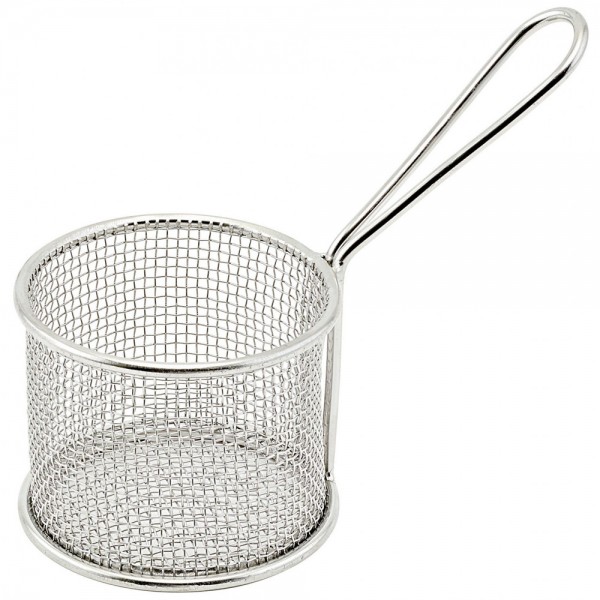 Winco FBM-32R 3-3/4 Round Stainless Steel Mini Fry Basket Winco FBM-32R 3-3/4 Round Stainless Steel Mini Fry Basket