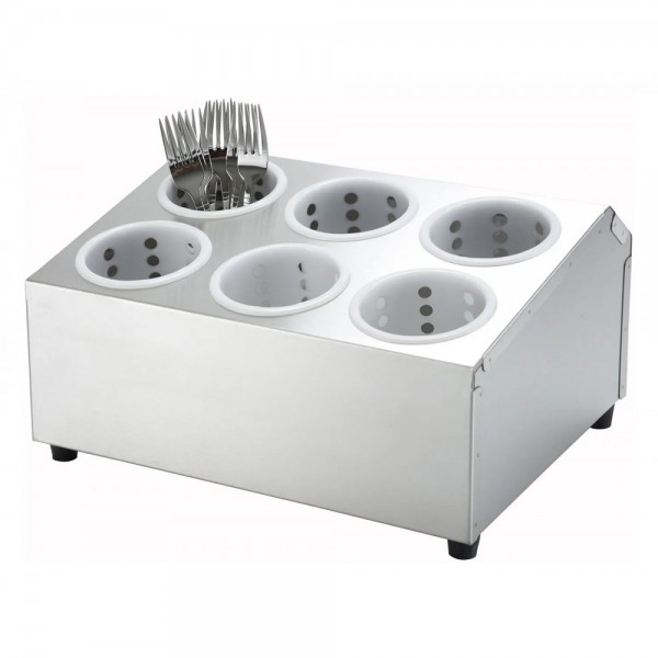 Winco FC-6H Six Hole Stainless Steel Flatware Cylinder Holder Winco FC-6H Six Hole Stainless Steel Flatware Cylinder Holder