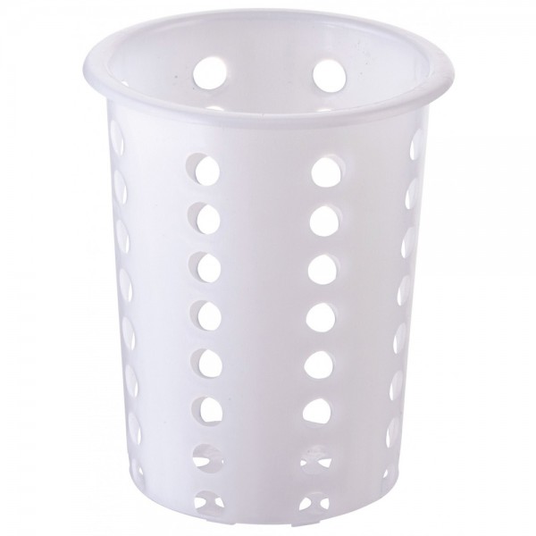 Winco FC-PL White Plastic Perforated Flatware Cylinder Winco FC-PL White Plastic Perforated Flatware Cylinder