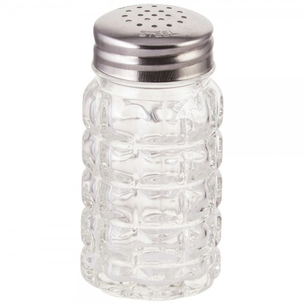 Winco G-118 2 oz. Salt & Pepper Shaker with Stainless Steel Flat Top Winco G-118 2 oz. Salt & Pepper Shaker with Stainless Steel Flat Top