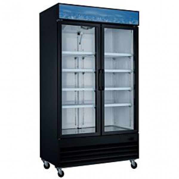 Coldline G48-B 48" Two Glass Door Merchandiser Refrigerator with LED Lighting - Black