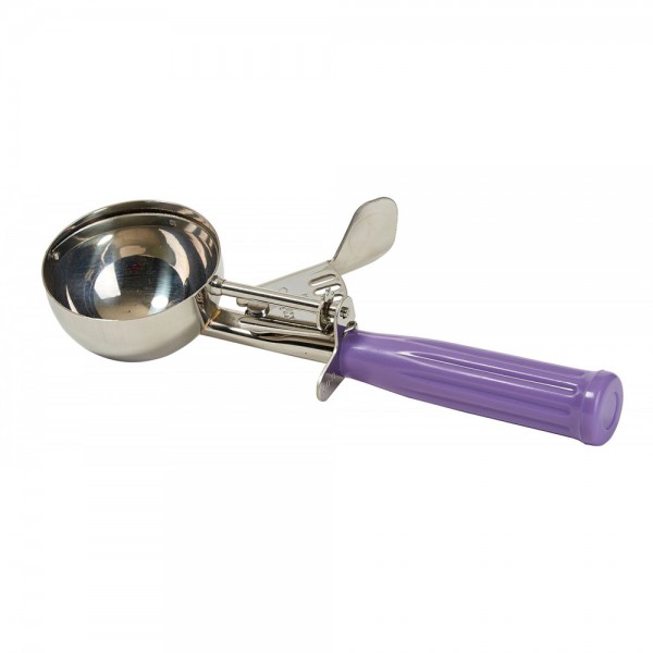 Winco ICD-10P 3.75 oz. Allergen Free Purple Handle Stainless Steel #10 Ice Cream Disher Winco ICD-10P 3.75 oz. Allergen Free Purple Handle Stainless Steel #10 Ice Cream Disher