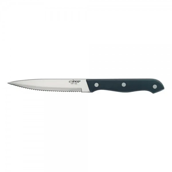 Winco K-70P 5 Solid Steak Knife with POM Handle and Pointed Tip