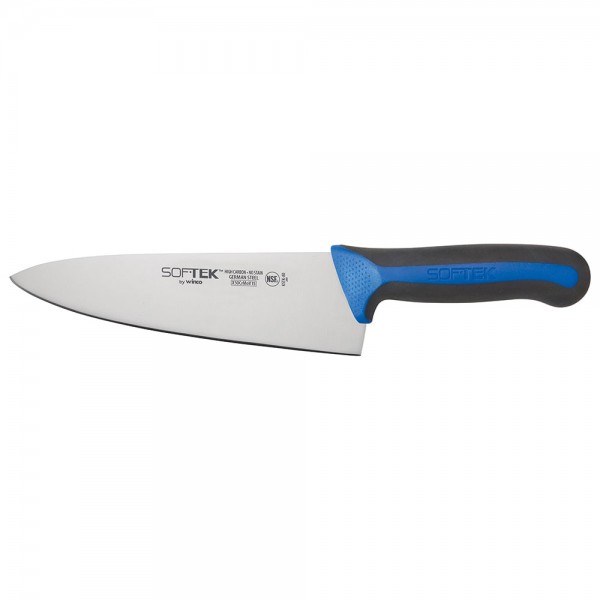 Winco KSTK-80 Sof-Tek 8 High Carbon German Steel Chefs Knife with Blue / Black Handle Winco KSTK-80 Sof-Tek 8 High Carbon German Steel Chefs Knife with Blue / Black Handle