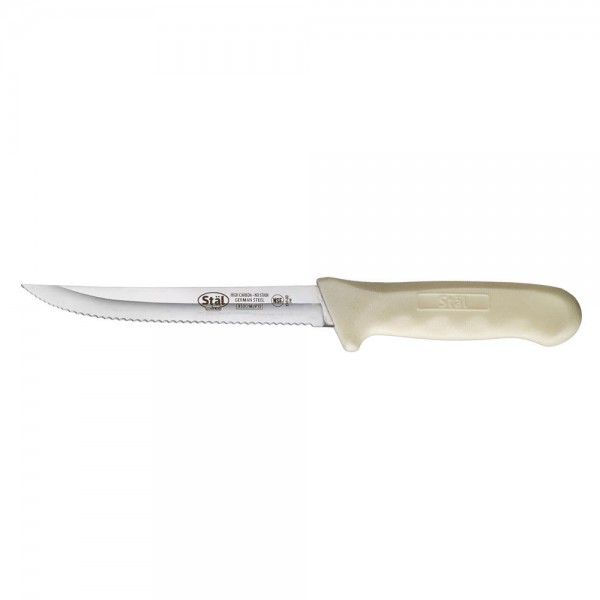 Winco KWP-50 Stal 5-1/2 Steel Utility Knife with White Handle Winco KWP-50 Stal 5-1/2 Steel Utility Knife with White Handle