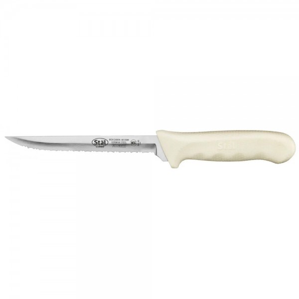Winco KWP-63 Stal 6 Steel Utility Knife with White Handle Winco KWP-63 Stal 6 Steel Utility Knife with White Handle