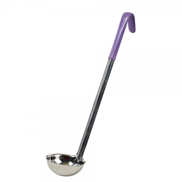 Winco LDC-4P 4 oz Allergen Free Stainless Steel One-Piece Ladle with Purple Handle Winco LDC-4P 4 oz Allergen Free Stainless Steel One-Piece Ladle with Purple Handle