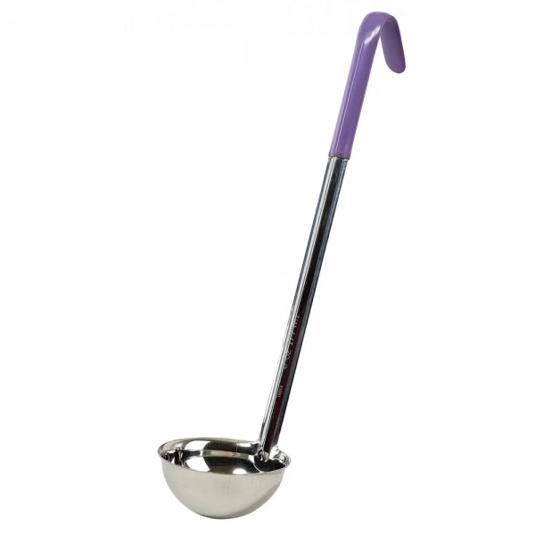 Winco LDC-6P 6 oz Allergen Free Stainless Steel One-Piece Ladle with Purple Handle Winco LDC-6P 6 oz Allergen Free Stainless Steel One-Piece Ladle with Purple Handle