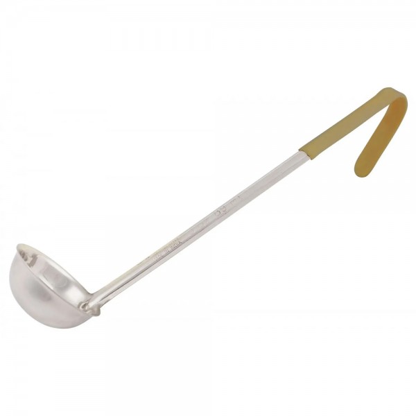 Winco LDCN-3 3 oz Prime One-Piece Stainless Steel Ladle with Tan Handle Winco LDCN-3 3 oz Prime One-Piece Stainless Steel Ladle with Tan Handle