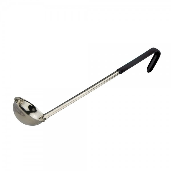 Winco LDCN-3K 3 oz Prime One-Piece Stainless Steel Ladle with Black Handle Winco LDCN-3K 3 oz Prime One-Piece Stainless Steel Ladle with Black Handle