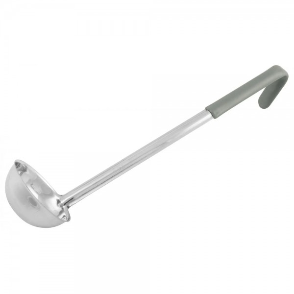 Winco LDCN-4 4 oz Prime One-Piece Stainless Steel Ladle with Gray Handle Winco LDCN-4 4 oz Prime One-Piece Stainless Steel Ladle with Gray Handle