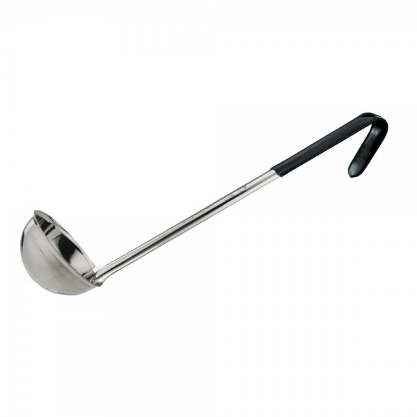 Winco LDCN-4K 4 oz Prime One-Piece Stainless Steel Ladle with Black Handle Winco LDCN-4K 4 oz Prime One-Piece Stainless Steel Ladle with Black Handle