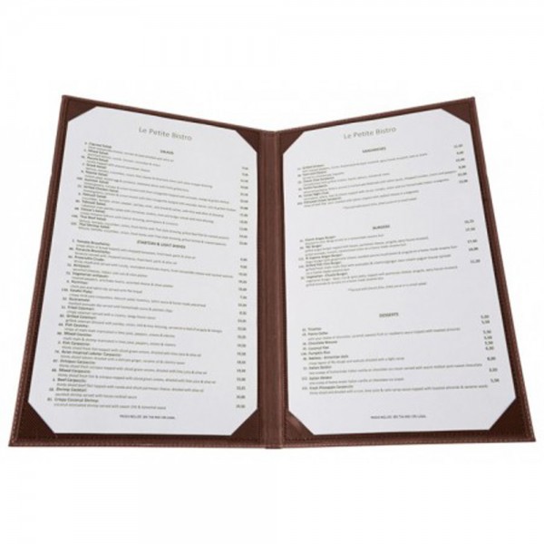 Winco LMD-814BN Brown Leatherette Two Panel Menu Cover, 8-1/2 x 14 Winco LMD-814BN Brown Leatherette Two Panel Menu Cover, 8-1/2 x 14