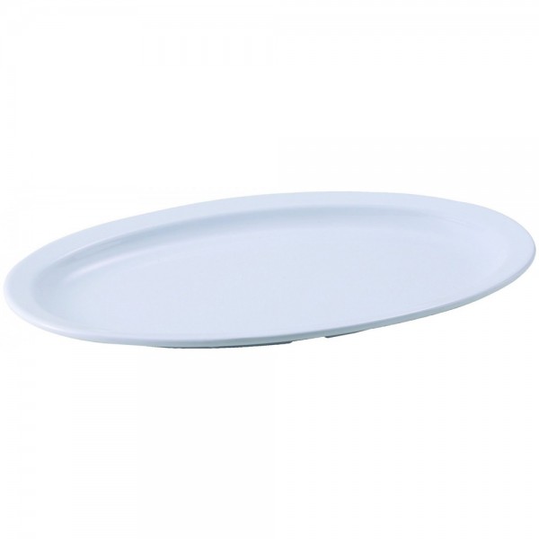 Winco MMPO-138W White Oval Melamine Platter, 13 x 8