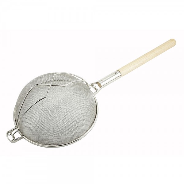Winco MST-12D 12 Nickel-Plated Reinforced Double Mesh Strainer Winco MST-12D 12 Nickel-Plated Reinforced Double Mesh Strainer