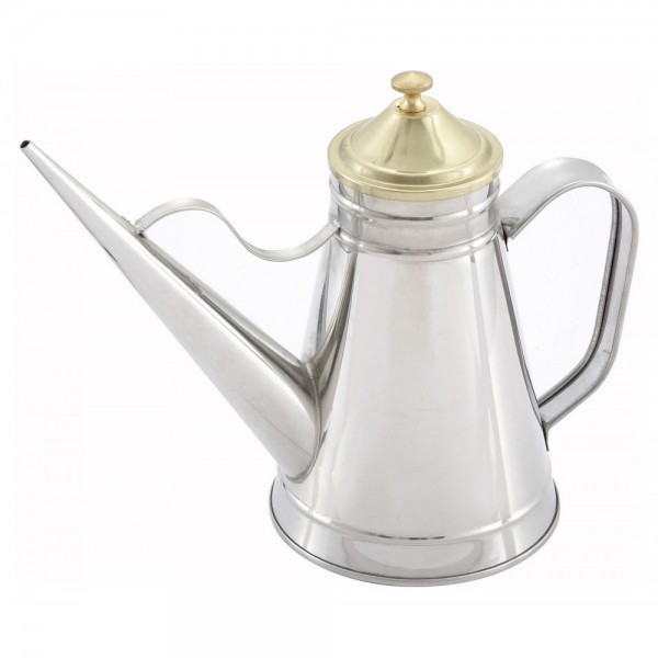 Winco OC-24 24 oz. Oil Can / Cruet with Brass Knob and Cover Winco OC-24 24 oz. Oil Can / Cruet with Brass Knob and Cover