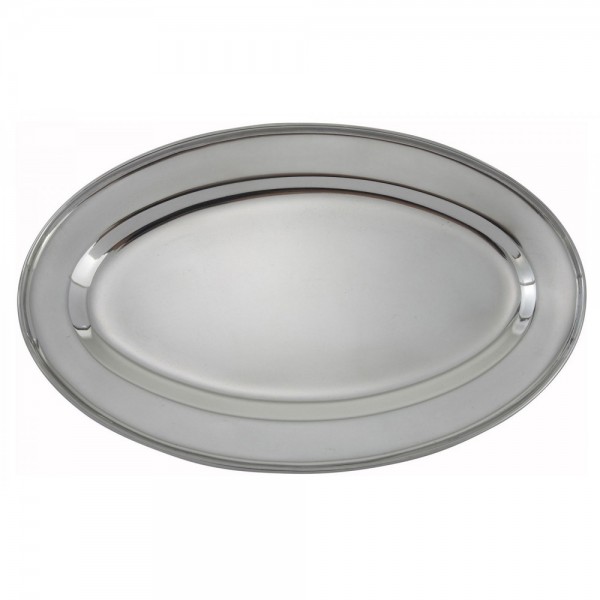Winco OPL-14 Oval Stainless Steel Platter, 13-5/8 x 9-1/2