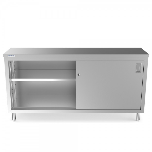WowPrep PC-1872 18D x 72L Stainless Steel Enclosed Base Work Table with Sliding Doors and Adjustable Shelf WowPrep PC-1872 18D x 72L Stainless Steel Enclosed Base Work Table with Sliding Doors and Adjustable Shelf