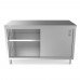 WowPrep PC-3060 30D x 60L  Stainless Steel Enclosed Base Work Table with Sliding Doors and Adjustable Shelf